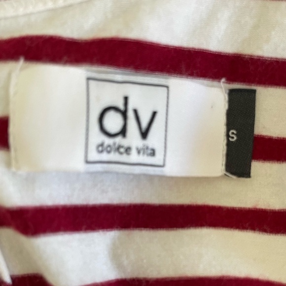 Dolce Vita Striped Red and White Dress with Brown Pockets Size Small - Picture 6 of 7